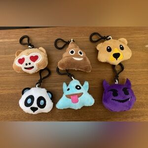 Emoji Smiley Face Puffy Plush Keychain A Bundle of 8 Items Gifts Accessories.